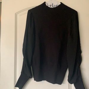 High neck black cotton sweater